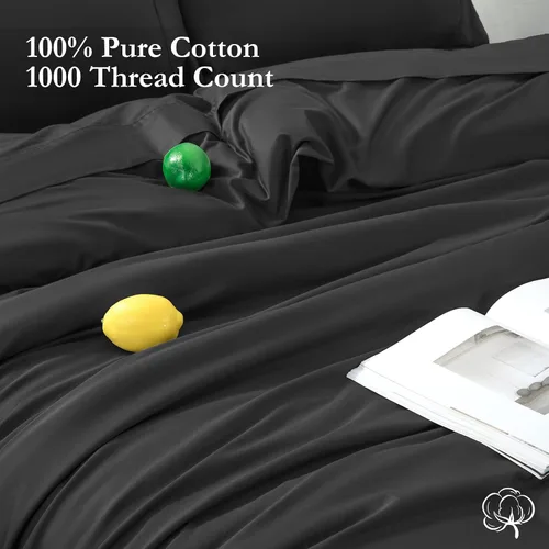 Vista 2 de LBRO2M Juego de sábanas de 1000 hilos 100% algodón, juego de sábanas tamaño King de 4 piezas, bolsillo profundo de 16 pulgadas, ropa de cama súper