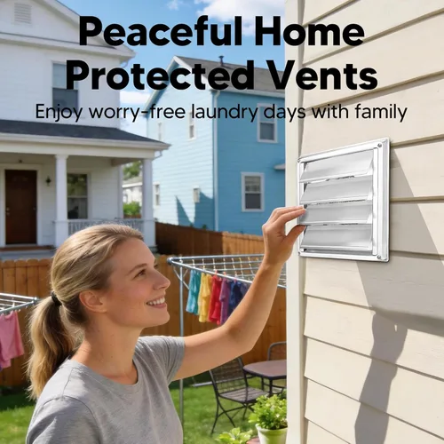 Vista 10 de Funmit Cubierta de ventilación de metal para secadora de 4 pulgadas con pantalla de malla metálica, cubierta de ventilación de acero inoxidable