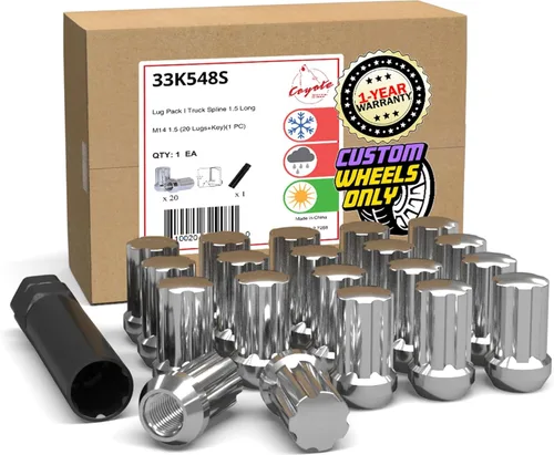 Vista 18 de Wheel Accessories Parts 20 piezas de tuercas de llanta M14x1.5, rosca de 14x1.5, tuerca de seguridad tipo bellota, 1.4" de largo, negras