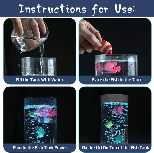 Vista 7 de Lámpara de pez de burbujas, lámpara de tubo de burbujas sensorial, pecera artificial con peces en movimiento, para iluminar tu vida como una