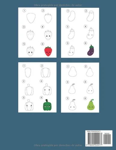 Vista 2 de Libro Para Aprender a Dibujar Frutas y Verduras Para Niños Como Dibujar Para Preescolares Libros Infantiles - Idea De Regalo Para Chicas Y Chicos.