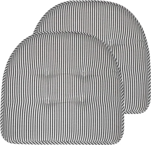 Vista 15 de Sweet Home Collection - Cojín de asiento de espuma viscoelástica y respaldo de caucho antideslizante con capitoné para silla, cojín en U, 17x16 Gris