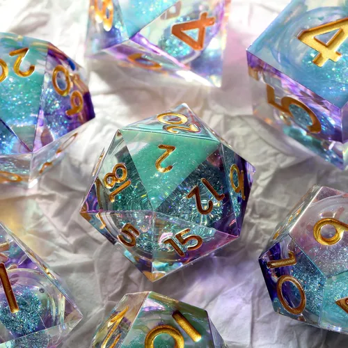 Vista 32 de DNDND Dados de Resina Ojo DND de Borde Afilado Dado de D&D con Estuche de Regalo para Juego de Dungeons and Dragons (Ojo de Dragón Verde)
