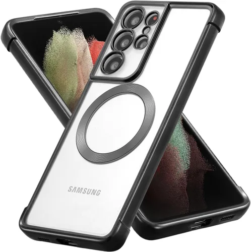 RALEAVO Funda magnética para Samsung Galaxy S21 Ultra Clear [compatible con Magsafe y protección contra caídas de grado militar], transparente, a