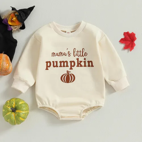 Vista 2 de Disfraz de Halloween para bebé recién nacida, sudadera de calabaza, mameluco de manga larga para otoño e invierno