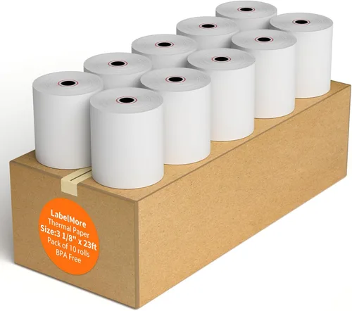 Vista 8 de LabelMore Papel térmico de recibo de 2-1/4 pulgadas x 85 pies, rollos de papel para tarjetas de crédito térmicos, rollo de caja registradora, papel