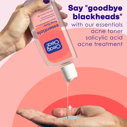 Vista 2 de Clean & Clear Essentials Tónico para el Acné Libre de Aceite, Tratamiento para el Acné con 2% de Ácido Salicílico, Tónico Facial Suave