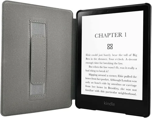 Vista 3 de Funda para Kindle Paperwhite (6.8", 11.ª generación, versión 2021) con correa de mano, funda inteligente rígida de PC con función de encendido