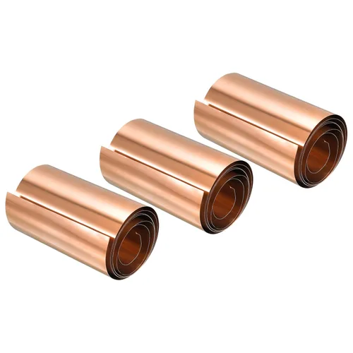 Uxcell Hoja de rollo de hoja de cobre, 3 piezas 0.000x3.937x39.370 in rollo de hoja de cobre puro para manualidades, reparaciones eléctricas, puesta
