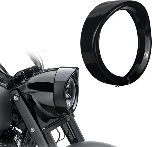 Vista 6 de NTHREEAUTO Aros de adorno para luces de cruce de motocicleta de 4.5", con visor de lámpara antiniebla cromado compatible con Harley Touring, Road