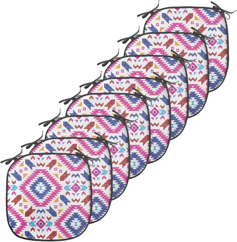 Vista 75 de Ambesonne Grunge Chair Seating Cushion, Retro Striped Background Pineapple Vintage Hippie Graphic, Anti-Slip Seat Padding for Kitchen & Patio