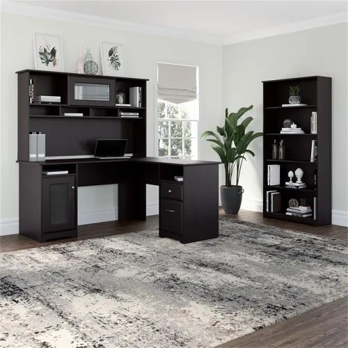 Vista 2 de Bush Furniture Cabot - Escritorios para oficina en casa, 60 W, color roble espresso