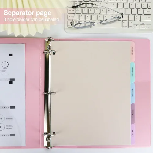Vista 3 de Koqye - Separadores de carpetas rosados para carpetas de 3 anillas, separadores de páginas insertables para carpetas, planificadores, cuadernos