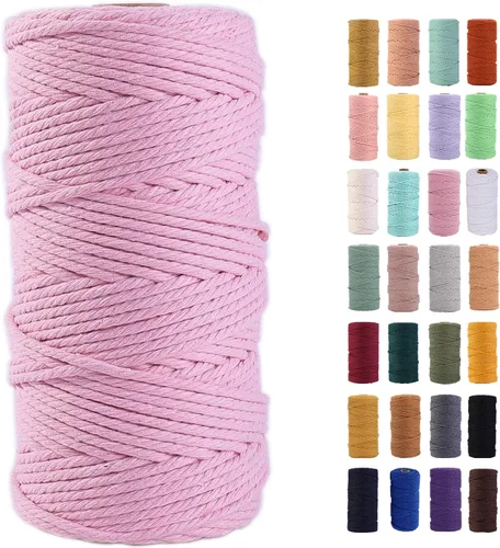 Vista 45 de Cuerda de macramé azul aire de 0.079 in x 220 yardas, cuerda de algodón colorido de algodón suave para colgar en la pared, colgadores de plantas