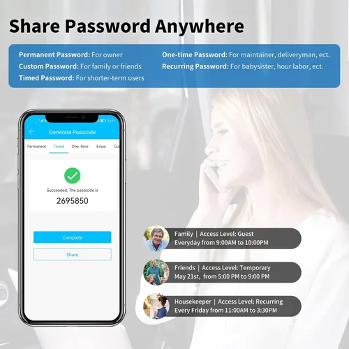 Vista 6 de CATCHFACE cerradura inteligente para puerta, cierre y apertura con huella dactilar/app TTlock/código/llave, con wifi, manija biométrica para puerta