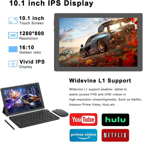 Vista 5 de Tablet COOPERS Android 15, tablet de 10 pulgadas 18 GB RAM+128 GB ROM 2 TB ampliable, procesador Quad-core de 2.0 Ghz, WiFi 5G WiFi6 BT5.0, cámaras