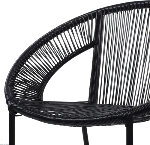 Vista 5 de Deco 79 Silla de exterior ovalada de ratán de plástico contemporáneo, 29 "x 23" x 30", negro