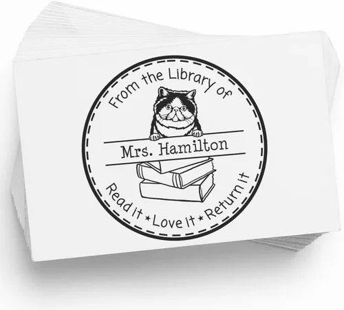 Vista 4 de Customized Return My Book Embosser with Don Sphynx Cat Design - Custom Please Return Book Embossed Stamp for Avid Readers and Book Lovers