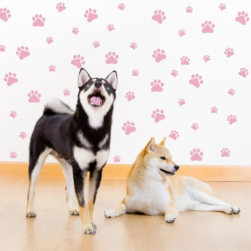 Vista 3 de 60 calcomanías de pared de pata de perro, calcomanías de huellas de patas, calcomanías de vinilo extraíbles de huellas de animales para decoración