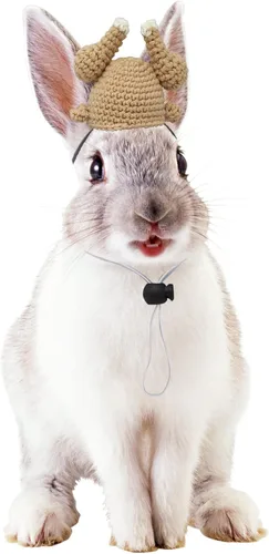 Vista 2 de Sombrero de pavo de conejillo de indias – Mini correa ajustable, bonito sombrero de conejo hecho a mano, accesorios de ropa de animales pequeños