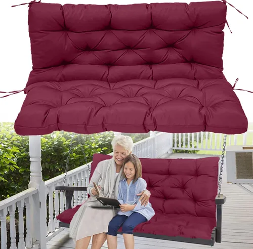 Vista 22 de Cojines de repuesto para columpio con respaldo, cojín de asiento para exteriores, cojines de banco de patio para muebles de exterior de 2 o 3