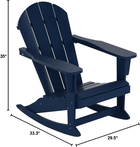Vista 2 de WestinTrends Malibu Silla mecedora de polietileno Adirondack para exteriores/patio, azul marino