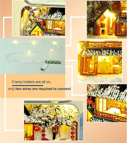 Vista 5 de Kit de casa de muñecas en miniatura, casa de muñecas de madera 3D, kit de casa de muñecas en miniatura con muebles, kit de teatro de caja