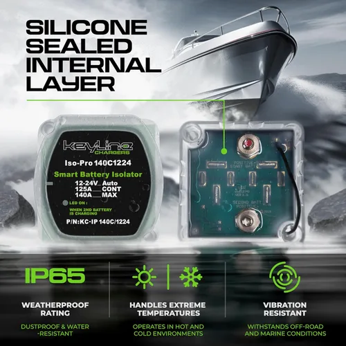 Vista 7 de Kit de aislador de batería dual 12V - 140 Amperios Kit multi-voltaje 12V o 24V (VSR) para configuración de batería dual - Interruptor de desconexión