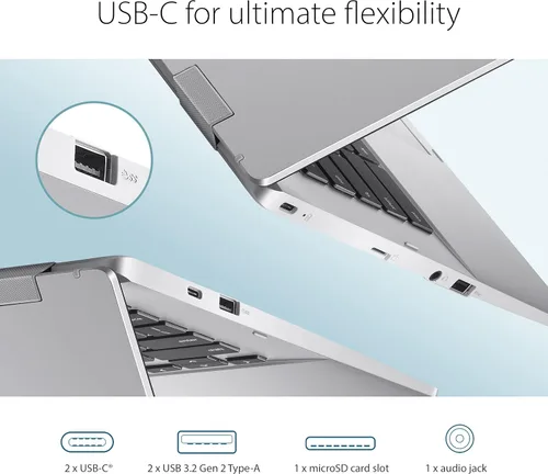 Vista 5 de ASUS - Chromebook CX1, pantalla HD NanoEdge de 14 pulgadas, procesador Intel Celeron N3350, 64 GB de almacenamiento eMMC, 4GB de RAM, teclado