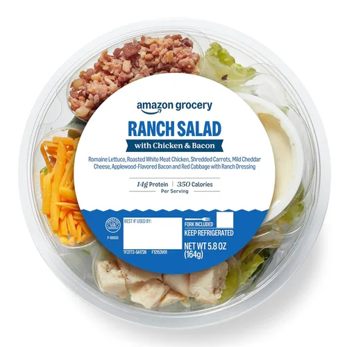 Amazon Grocery, ensalada rancho con pollo y tocino, 5.8 onzas (anteriormente marca Amazon Fresh , el embalaje puede variar)