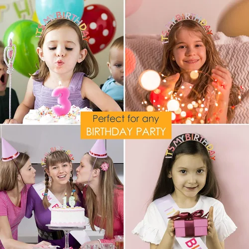 Vista 3 de Araluky Coronas para mujer diadema de cumpleaños tiaras para mujer banda de cumpleaños para mujer tiara de aleación de arco iris para regalo