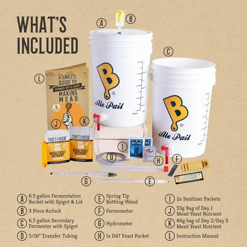 Vista 4 de Craft A Brew - Kit de Mead de 5 galones - Fácil para principiantes - Kit de fabricación de hidromiel en casa - Incluye ingredientes