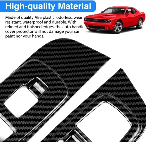 Vista 4 de Karltys Cubierta de panel de interruptor de ventana para Dodge Challenger 2015-2023, accesorios de fibra de carbono, interruptor de control