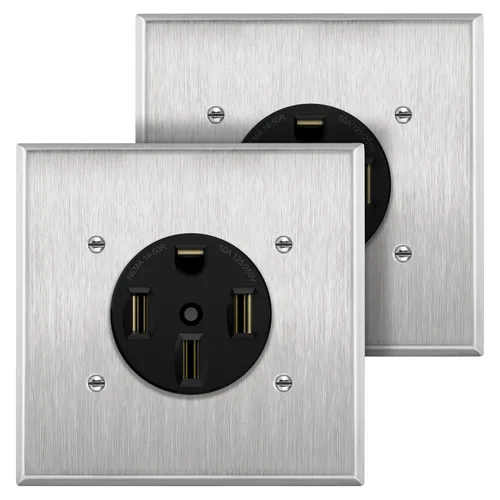Vista 9 de ENERLITES Caja de toma de corriente de 50 amperios 125/250 V, cerrada, con cerradura, resistente a la intemperie, NEMA 14-50R, panel de receptáculo