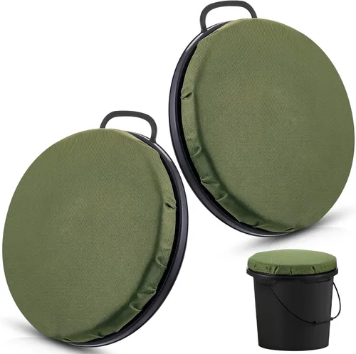 Vista 7 de Lewtemi 2 asientos de cubo de 5 galones, asiento giratorio de 360 grados, tapa acolchada negra de 2 pulgadas de grosor, con cubierta impermeable