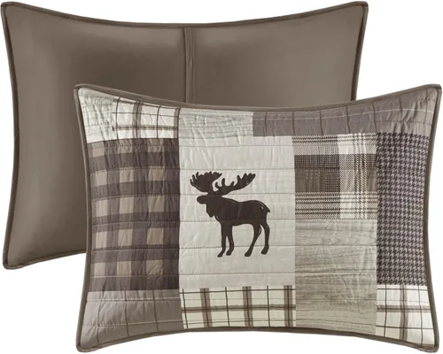 Vista 13 de Woolrich Juego de edredón reversible – Estilo cabaña invertido a color sólido, colcha ligera para todas las estaciones, capa de ropa de cama