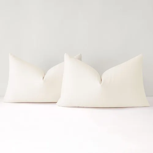 Vista 44 de Mixhug Juego de 2 fundas de almohada decorativas de lino para sofá y cama, cojín lumbar, color beige, 12 x 20 pulgadas