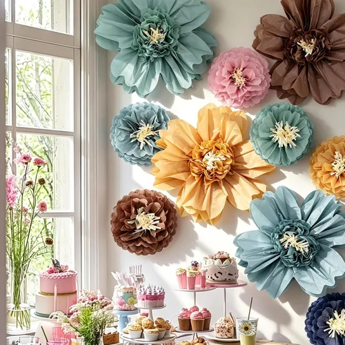 TaoBary Large Colorful Tissue Paper Flowers Giant Fiesta Paper Pom Poms Mexican Birthday Decorations for Wall Wedding Backdrop Centerpiece Party