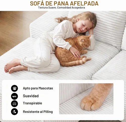 Vista 7 de Sofá modular Cloud de 97 pulgadas, moderno sofá deshuesado con diván, asiento profundo, sofá modular en forma de L, sofás de espuma de pana