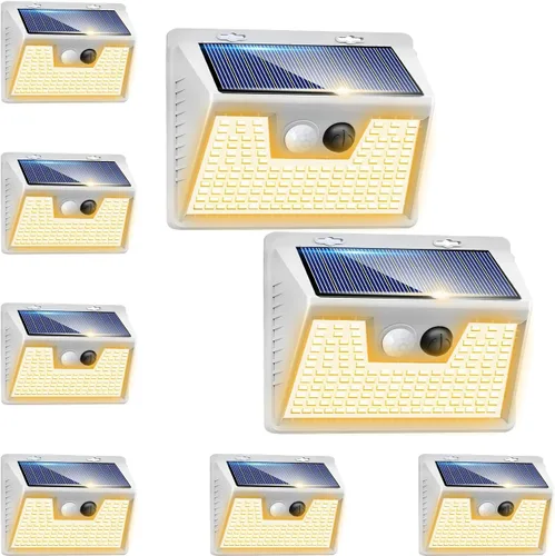 Vista 49 de Peasur Luces Solares para Exteriores con Sensor de Movimiento, 140 LED Luz Solar Alimentada por Energía Solar para Cerca Impermeable, 3 Modos