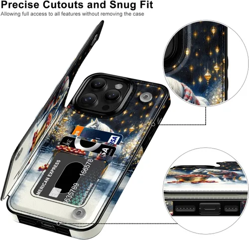 Vista 914 de LETO para iPhone 15 Pro Funda tipo cartera - Tapa tipo folio con patada - Diseños de moda - Tarjetero - Funda protectora para mujeres y niñas - 6.1