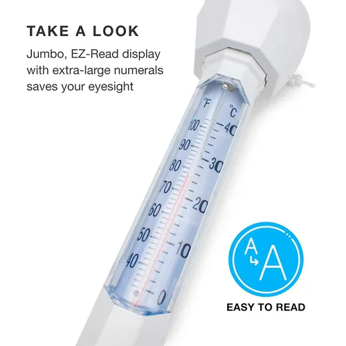 Vista 3 de SplashTech Termómetro flotante para piscina con pantalla de lectura EZ Jumbo y cable, a prueba de roturas, equipo de mantenimiento de piscina