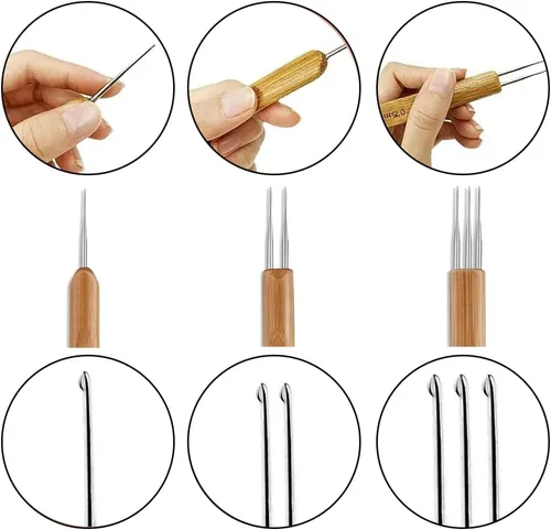 Vista 3 de Juego de 4 ganchos de ganchillo para rastas, aguja de rastas, herramienta de ganchillo para rastas, aguja de tejer, aguja de ganchillo para rastas