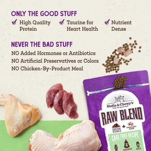 Vista 6 de Stella & Chewy's Raw Blend Premium Kibble Comida para Gatos – Sin Granos, Comidas Ricas en Proteínas – Receta de Aves de Corral Criadas en Libertad
