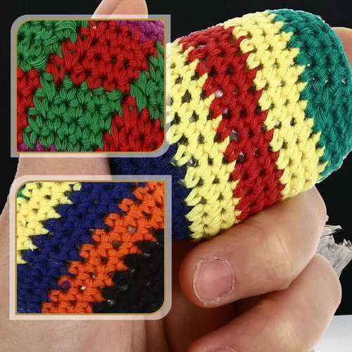 Vista 2 de Puf para exteriores, 5 piezas, divertidos sacos de bolas de hacky, colores assoerted, tejidos, kickball, bolas de punto suave para principiantes al