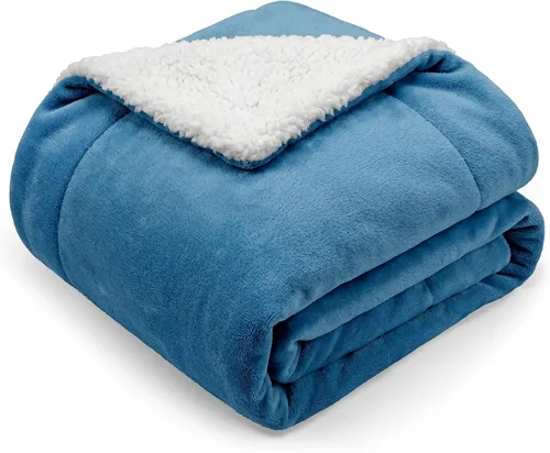 Vista 10 de DEZ FURNISHINGS Velvet Sherpa Blanket, Throw 50" x 60", Silver Gray Gris plateado
