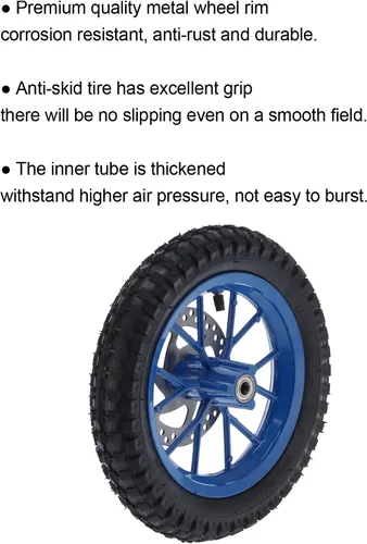 Vista 6 de Acouto Rueda delantera de 12.5 x 2.75 pulgadas para mini bicicleta de cross de 2 tiempos, rueda delantera de goma, rueda delantera de llanta, disco