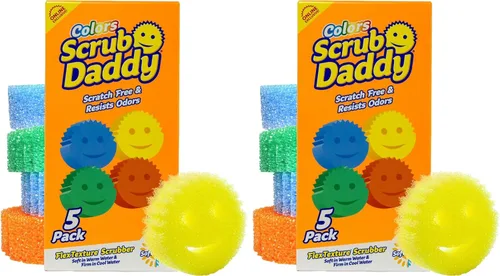 Vista 13 de Scrub Daddy Esponjas de Color – Esponjas multiusos para platos sin arañazos para limpieza de cocina, baño y hogar – Hechas con espuma de polímero