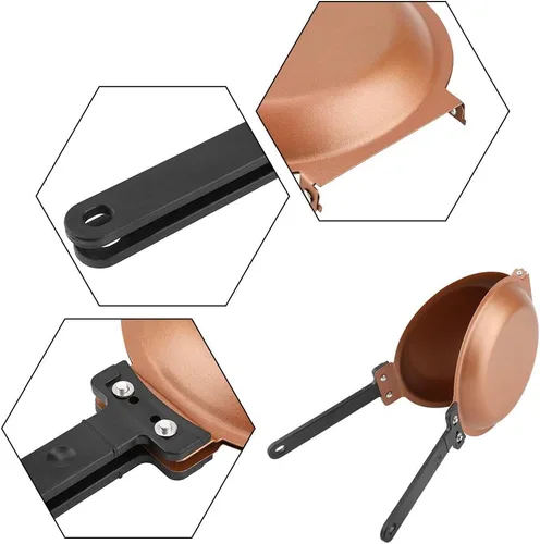 Vista 4 de Sartén de doble cara, antiadherente de doble cara, antiadherente con revestimiento de cerámica, sartén abatible para panqueques para el hogar