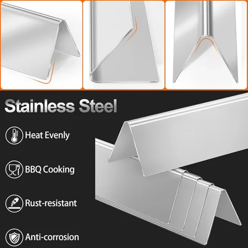 Vista 3 de GasSaf Barras aromatizantes de 17.5 pulgadas para Weber Genesis 300 E310 E20 E330, barras aromatizantes 7620 7621 para parrillas Weber Genesis 300